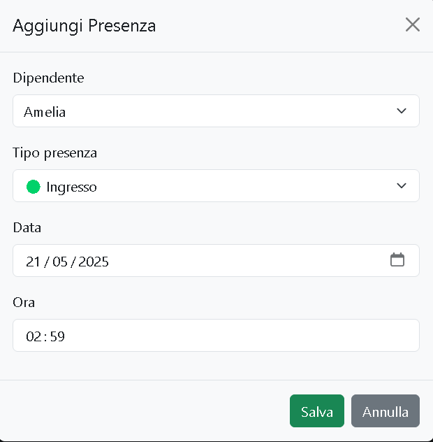 Aggiungi Presenza