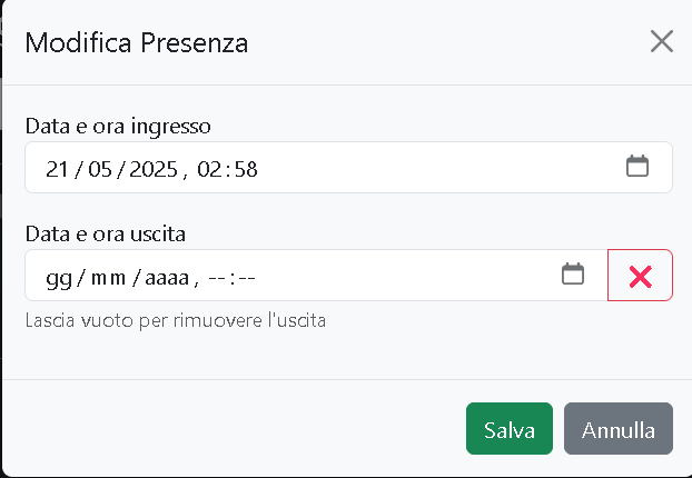 Modifica Presenza